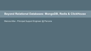 Beyond Relational Databases