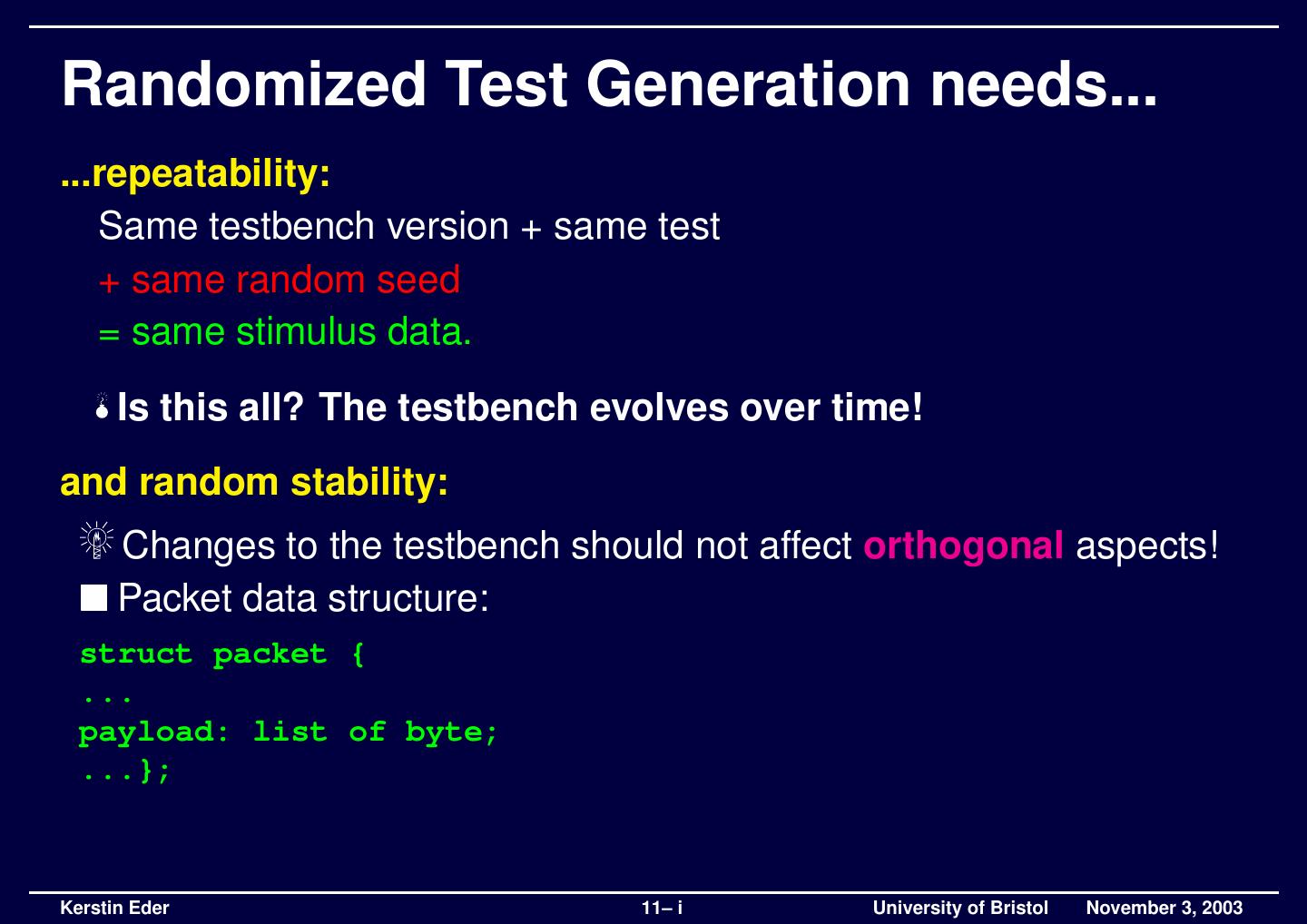 High Level Simulation based Verification