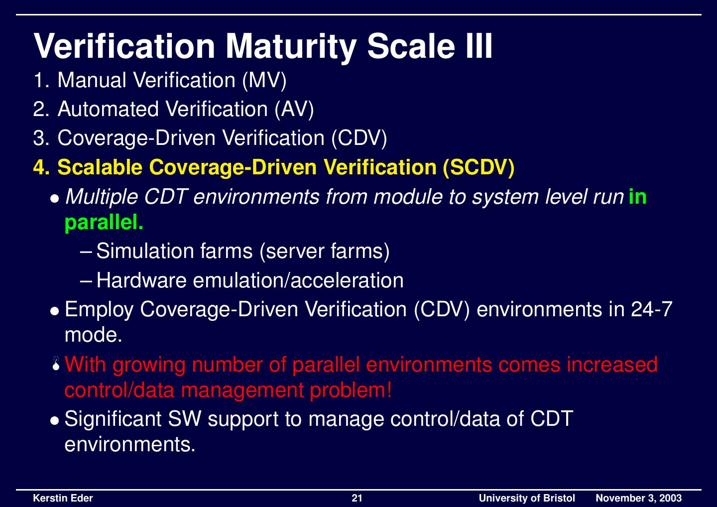 High Level Simulation based Verification
