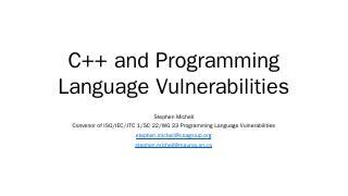 C++ and Programming Language Vulnerabilities ...