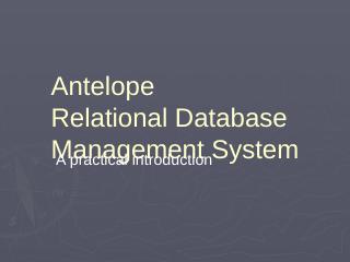 Antelope Relational Database System