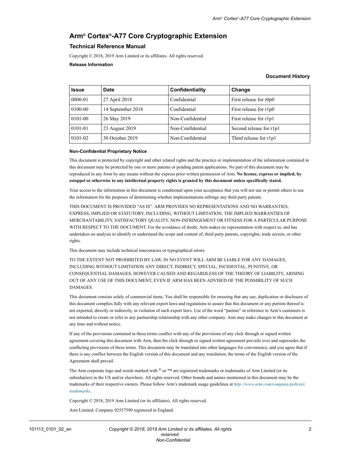 CortexA 系列处理器CortexA77文档分享 arm_cortex_a77_crypto_trm_101113_0101_02_en