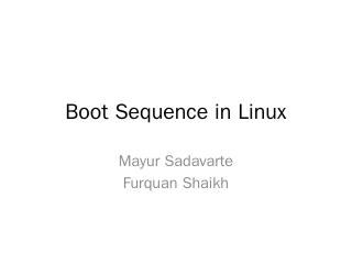 Boot Sequence in Linux