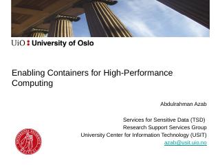 Containers for HPC - UiO