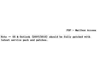 Exchange POP configuration settings