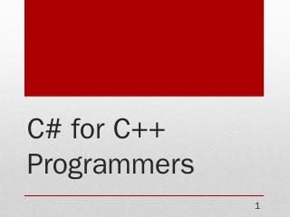 C# for C++ Programmers - C-Sharp Technologies