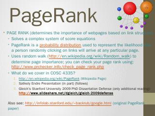Google and the Page Rank Algorithm