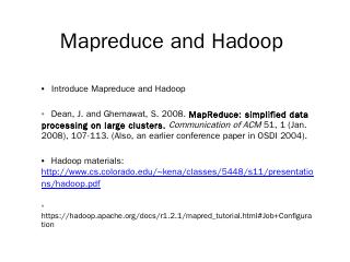 Hadoop Mapreduce - Computer Science, FSU