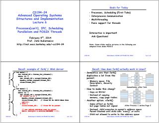 Processes(1), IPC, Scheduling Parallelism and...