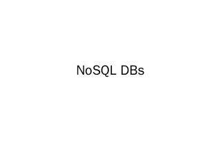 NoSQL - CS 457 Main Page