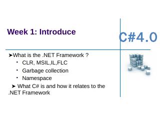 Part 1: THE C# LANGUAGE