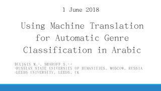 Using Machine Translation for Automatic Genre...