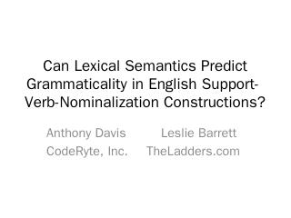 Verb-Nominalization Constructions?